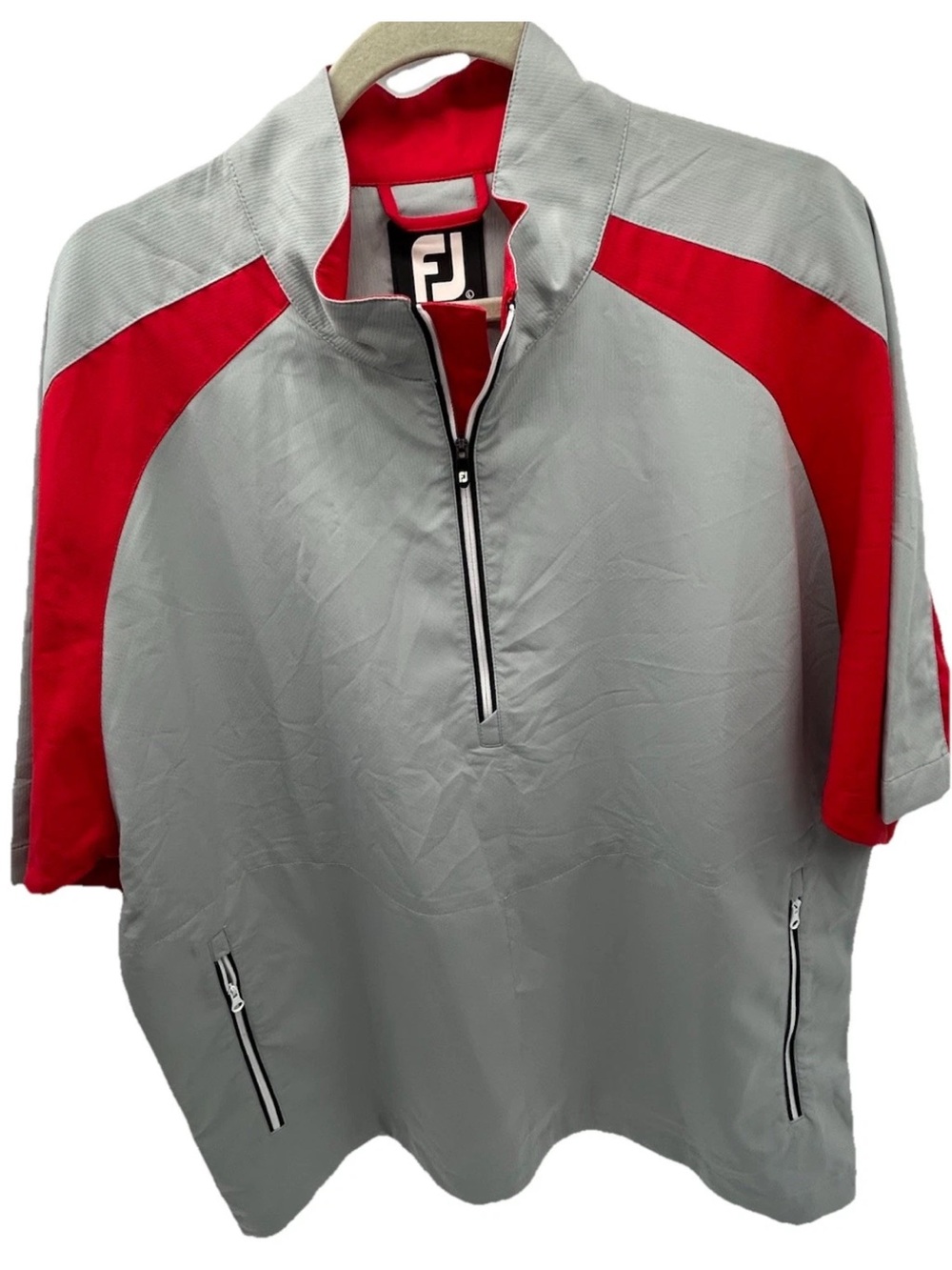 FootJoy Grey and Red Half-Zip Performance Golf Jacket